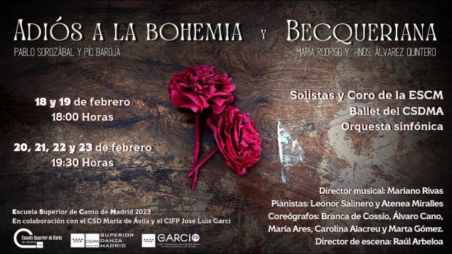 <span>FULL </span>Adiós a la Bohemia (Sorozábal) & Becqueriana (Rodrigo) Madrid Feb 20 2023 Escuela Superior de Canto de Madrid